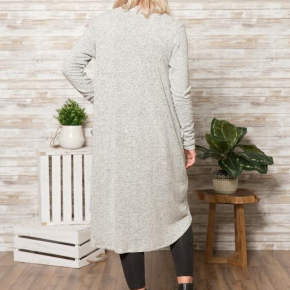 Heather Grey Hacci Brush Duster Cardigan - Picture 4 of 5